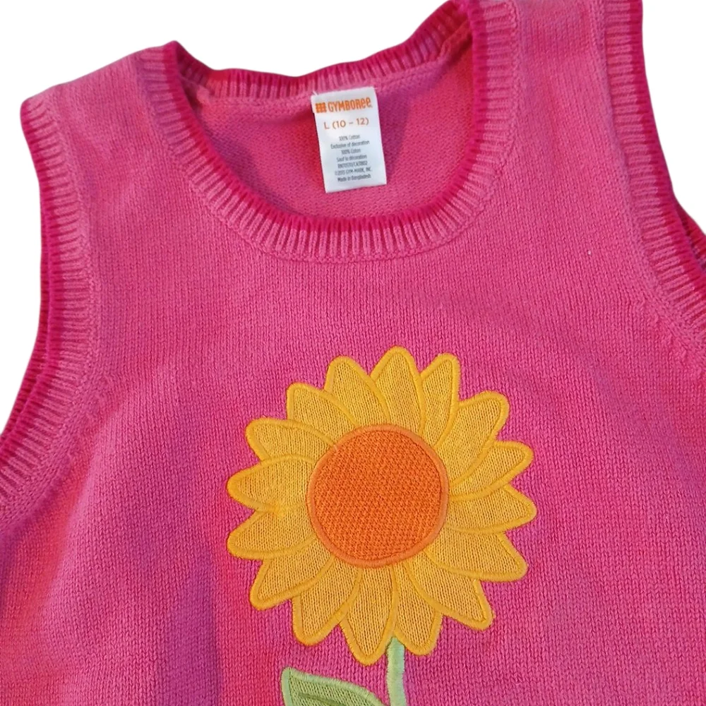 Gymboree Embroided Sunflower Knitted‎ Pink Sweater Vest L(10/12)
